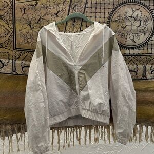 White and Grey Chevron Windbreaker